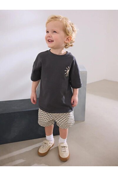 KidsSel New Season Boy's Keep on Printed Cotton Tshirt and Shorts Top and Bot...
