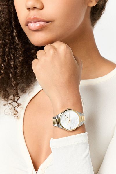 Calvin Klein Women 25200167 Stainless Steel Analog Watch 34 Mm, Gold/silver