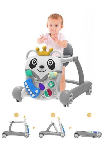 MAAS 3 in 1 Baby Walker, Baby Push Walker, Foldable Walker for Toddlers with Music in Steering Wheel