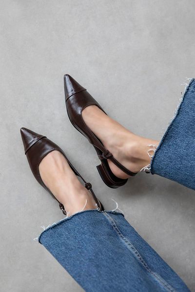 STRASWANS Hubert Women's Heeled Wrinkled Leather Shoes Brown