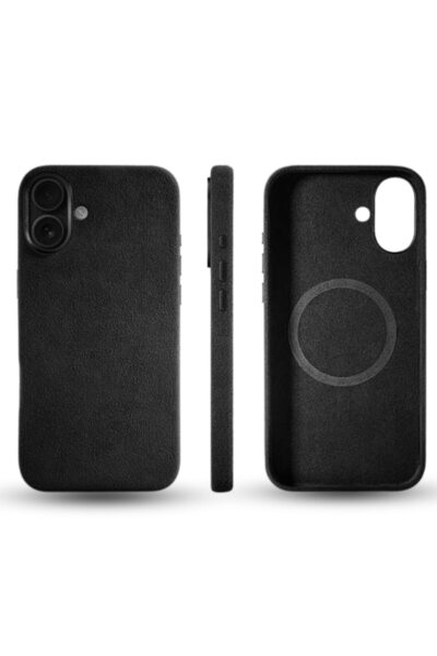 megaMobile Husă megaMOBILE® Alcantara pentru iPhone 16 Plus, negru