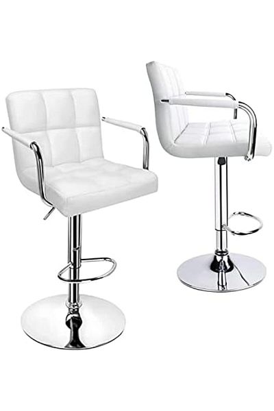 MAPLE HOME DECORATION Power Pu Adjustable Hight Bar Stool Swivl Hydraulic Bar Armchair With Backrest 360° Upholstered Seat