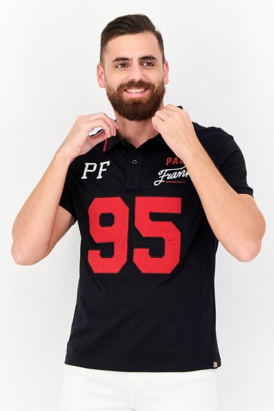 PAUL FRANK Men Regular Fit Embroidered Short Sleeves Polo Shirt, Black