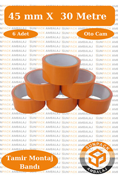 sunpack ambalaj Tamir ve Montaj Bandı 45mm X 30m Turuncu (6 Adet) - Oto Cam S...