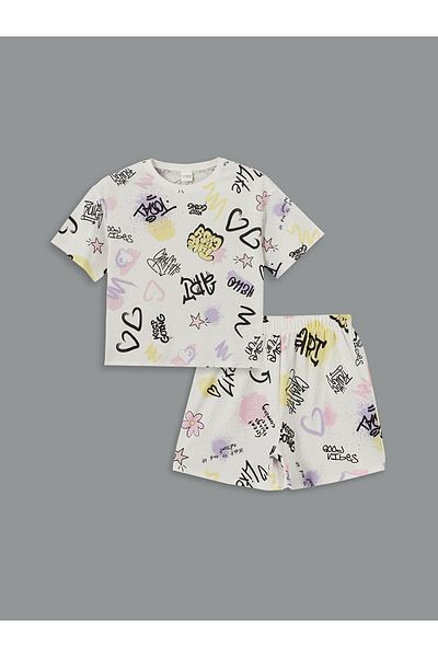 LC Waikiki Crew Neck Girls' Shorts Pajama Set (S5)
