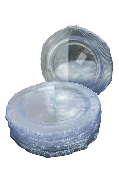 omeyva Davet Parti Sunum Doğum Günü Şeffaf Sert Plastik Mika Tabak - 22 Cm. -...