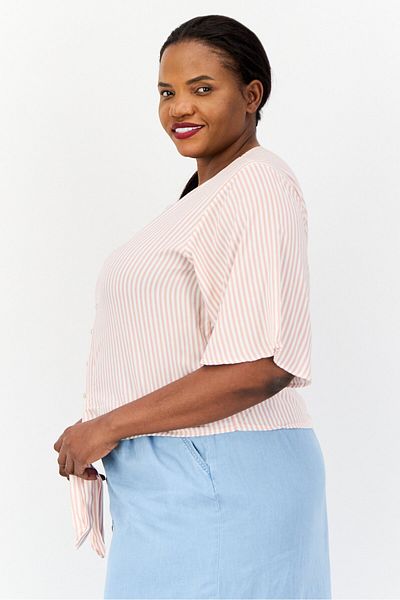DeFacto Women V-neck Stripe Blouse, Multicolor