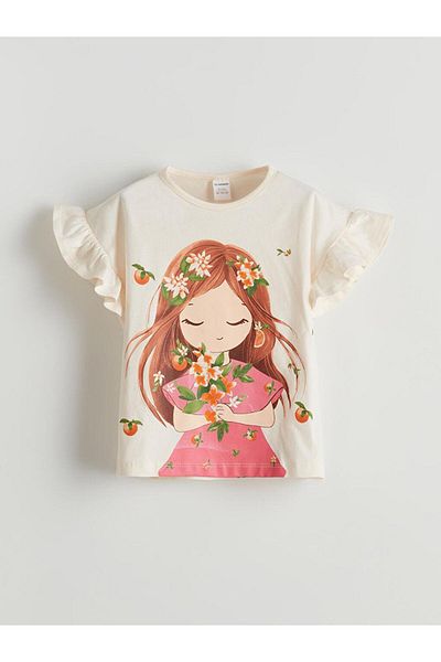 LC Waikiki Tricou pentru fete cu imprimeu cu gâtul rotund (S5)
