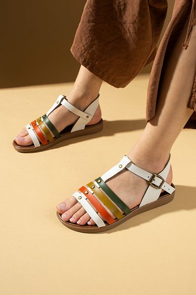 Pembe Potin Women's White Colored Comfortable Poly White Color Daily Summer Bodrum Style Sandals