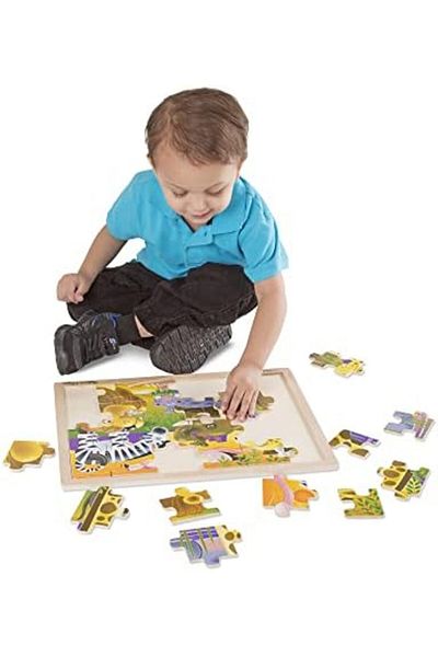 Mu Art Ahşap Mrt & Doug 12937 Wooden Puzzle, Safari, 24 Piece Art 871301