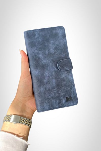 MFT Leather Design Twist 2323 Γνήσιο Δερμάτινο Unisex Πορτοφόλι Tiguan Navy Blue με θήκη τηλεφώνου