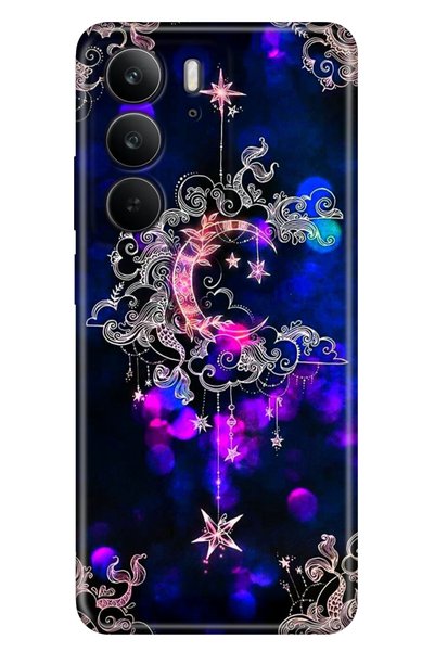 realme C75 (Rmx3941) Case Colorful Silicone Printed Tpu Crescent Star Neon Ma...