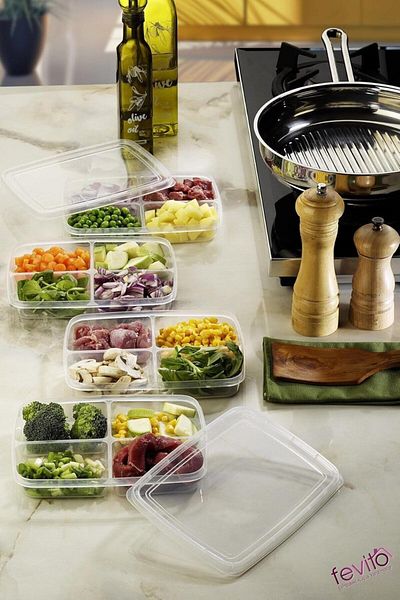 LUXE Storage Container Set of 4 White S-411 Lxshp Can Be Used in Microwave and Freezer 1055529