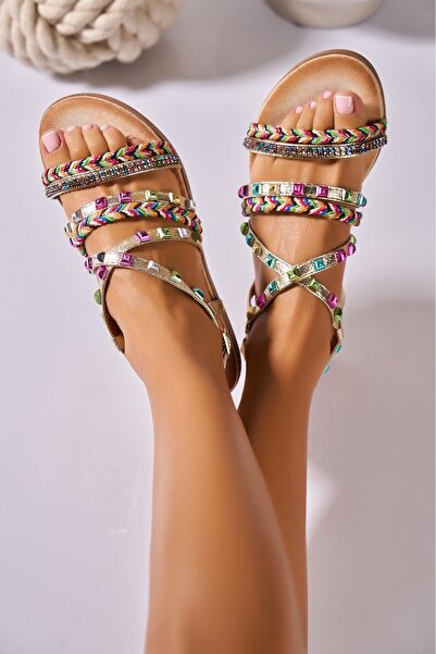 Joana Sandale fara Toc din Piele Ecologica dama Auriu Zaina