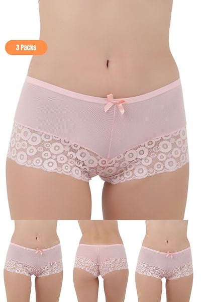 Merry Secret's Women's 3-Piece Lace Panties in Special Hygienic Premium Packaging