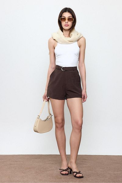 SHERIN Brown Belted Shorts
