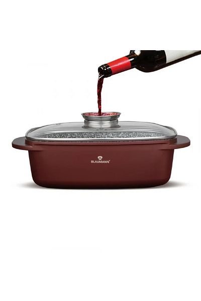 Blaumann Tava cuptor roaster cu capacitate, dimensiune 32x21x10.6 cm, capacitate 6 L, acoperire ceramica 3 strat