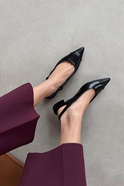 STRASWANS Hubert Women's Heeled Wrinkled Leather Shoes Black