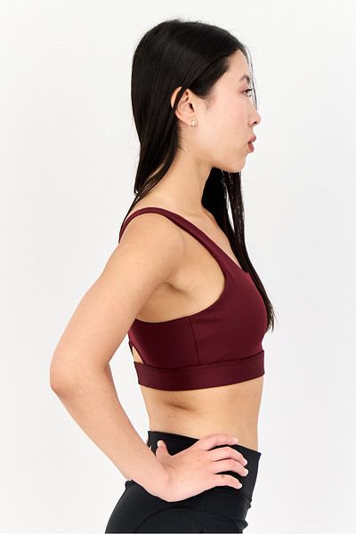 adidas Women Brand Logo Padded Sports Bra, Maroon