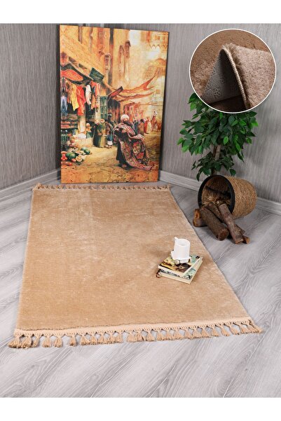 Myevilla Evilla Modern Knitted Fringed Simirna Plush Carpet Runner