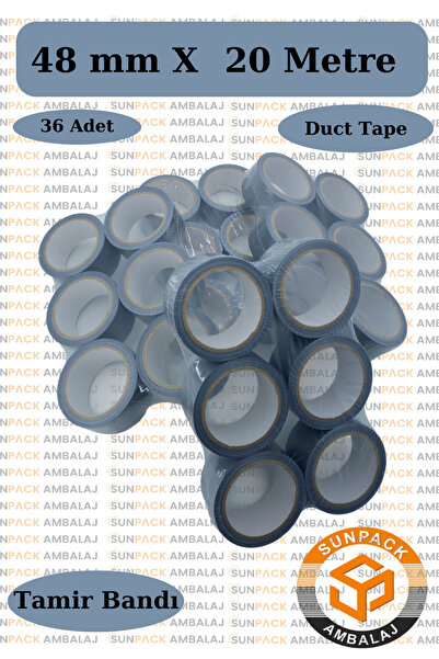 sunpack ambalaj Tamir Bandı (Duct Tape) 48mm X 20m Gri (36 Adet)- Çok Amaçlı,...