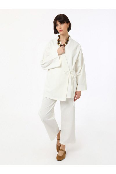 Benin 100% Cotton Elastic Waist Trousers - White - Benin