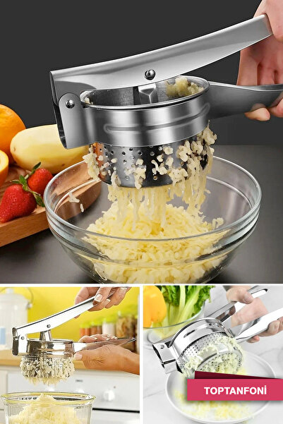 TOPTANFONİ هراسة البطاطس، وعاء كبير من الفولاذ المقاوم للصدأ، هراسة الفاكهة، ...