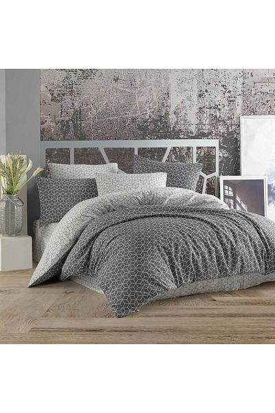 Karden Flower Cubic Ranforce Cotton Double Duvet Cover Set