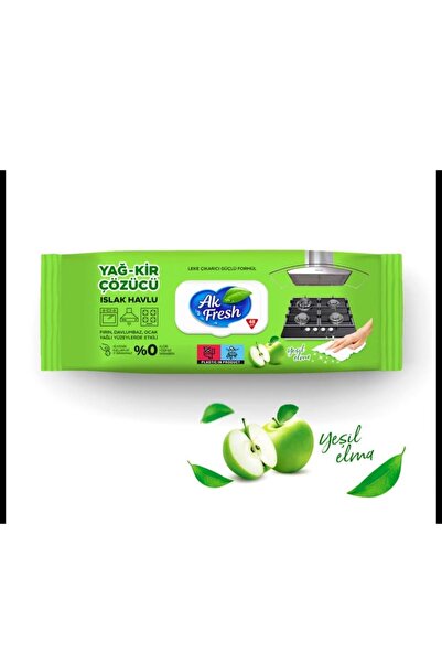 AZ AMBALAJ Temizlik Ak Fresh Elma Yağ Kir Çözücü Islak Havlu
