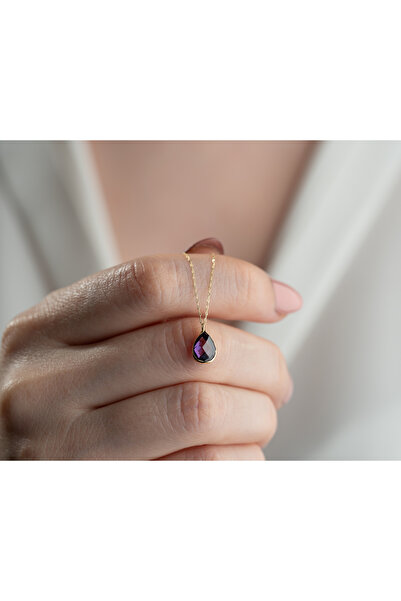 MİNİMAL Kolye Altın Damla taşlı Kolye Ucu