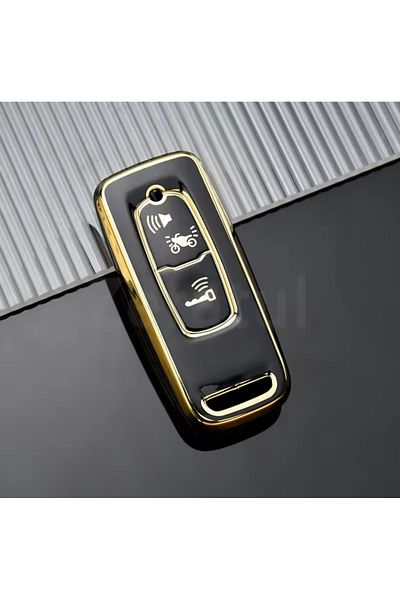 YıldızTuning Honda Pcx 150 125 2021-2022-2023-2024-2025 Key Case Cover Black-Gold