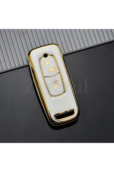 YıldızTuning Honda Forza 2023-2024-2025 Key Case Cover White-Gold