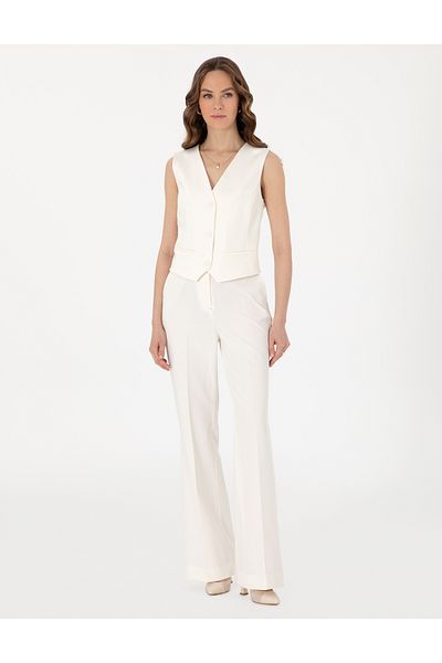 Pierre Cardin White Flare Fit Fabric Pants 50300095-Vr013