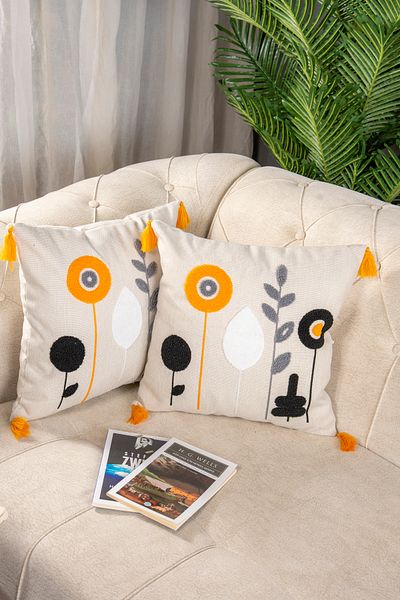 Bade Design 2-Piece Punch Embroidered Throw Pillow Cover Pillow Cover Highly Preferred
