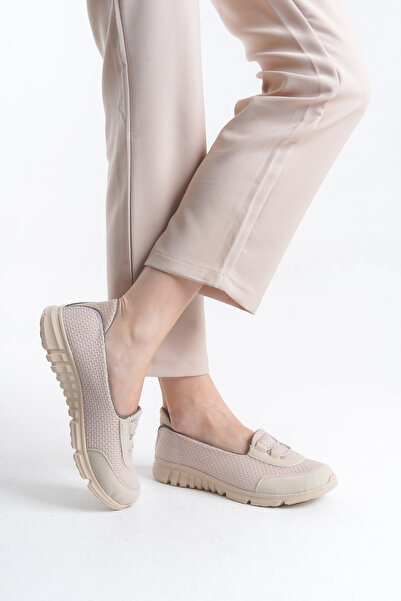 saramary حذاء راقصة الباليه اليومي للسيدات مزين بالدانتيل باللون الكريمي، حذا...