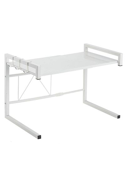 Quasar & Co. Metal Microwave Oven Shelf ®, Adjustable, Organizer, 44-64 X 36 X 42 Cm, White