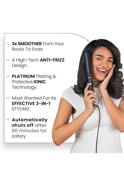 Clara Anti-Frizz Ionic Slim Hot Brush, 3-in-1 Hairstyling Tool