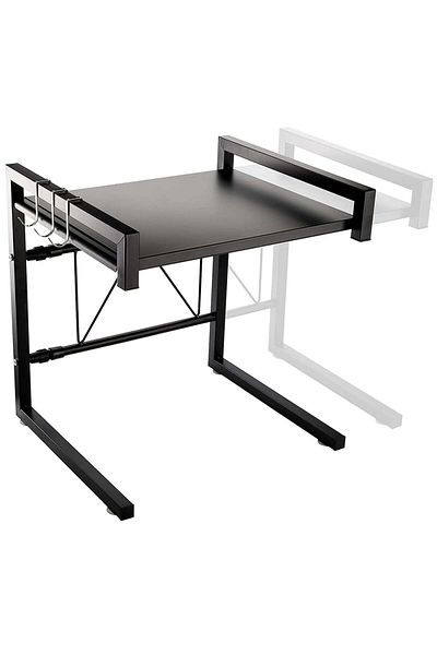 Quasar & Co. Metal Microwave Oven Shelf ®, Adjustable, Organizer, 44-64 X 36 X 42 Cm, Black