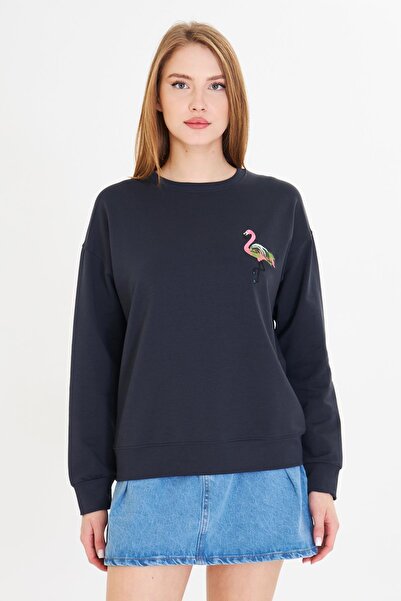 TIFFANY&TOMATO Flamingo Baskılı İki İplik Sweatshirt