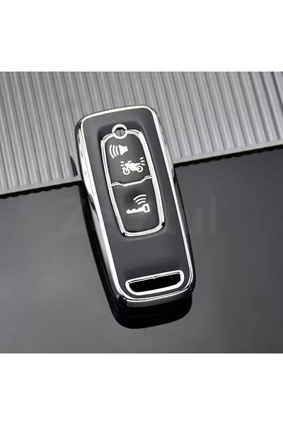 YıldızTuning Honda Forza 2023-2024-2025 Key Case Cover Black-Silver