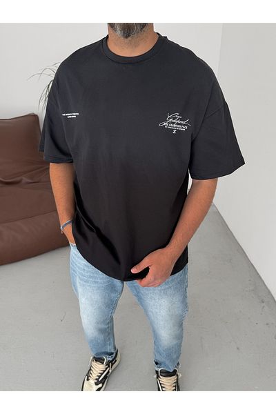 BYBASICMAN Black Godspeed Printed Oversize T-Shirt Jj-106