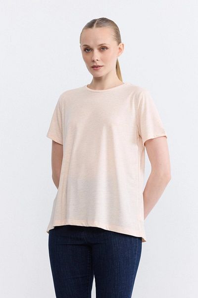 Gusto Ασημί Crew Neck T-Shirt - Πούδρα