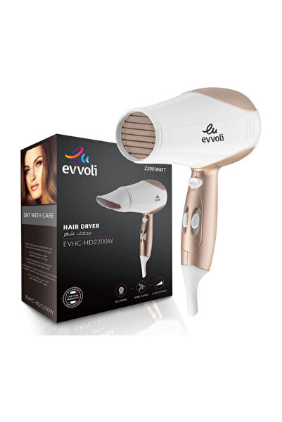 evvoli Hair Dryer, 2200W, Powerful DC Motor, Fast Drying with 2 Speeds & 3 Settings, EVHC-HD2200W