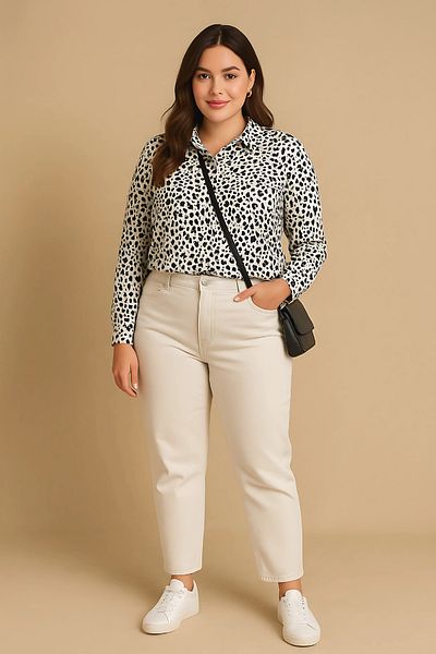 Hanezza Quality in Large Size Clothing: Patterned Viscose Tunic Shirt
