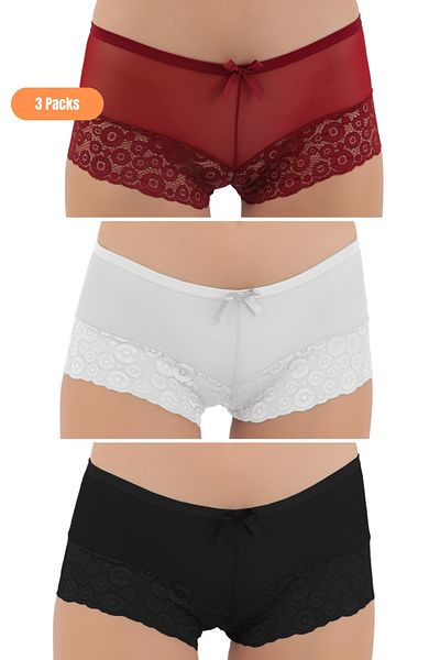 Merry Secret's Chiloți de damă din dantelă din 3 piese - Igienic special, ambalaj premium