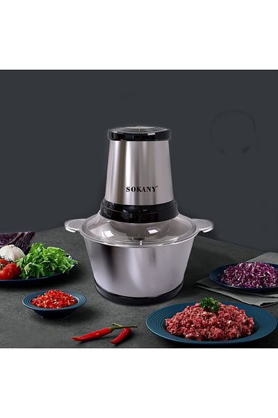 SOKANY Sk-7002a Electric Chopper, 700 W, 4 Stainless Steel Blades, 2l, Stainless Steel Container