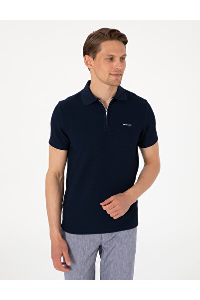 Pierre Cardin Lacivert Slim Fit Örme Dokulu Polo Yaka Tişört 50310202-VR033