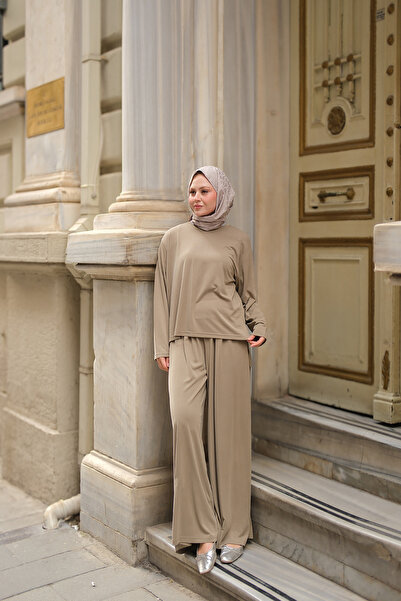 LOCCO Жіночий комплект з джерсі з драпіруванням, зелений