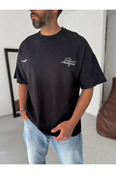 BYBASICMAN Чорна футболка Oversize з принтом Godspeed JJ-106