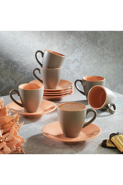 Schafer Aurora 6-Person Coffee Cup Set 12 Pieces-Pink